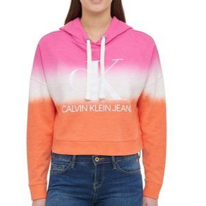 NWT Calvin Klein Jeans Tie Dye Logo Cropped Hoodie